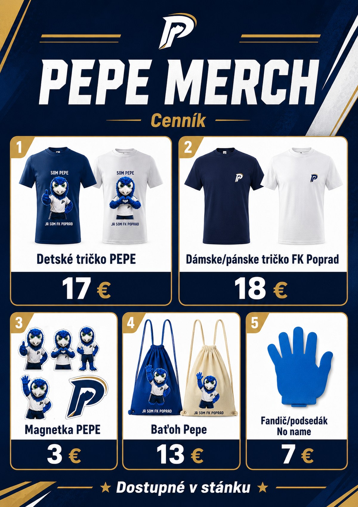 Cenník prvého PEPE tovaru
